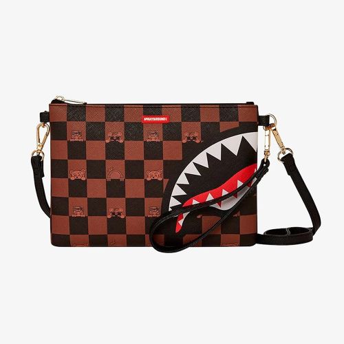 Sprayground Peeking Character Check Crossover Clutch