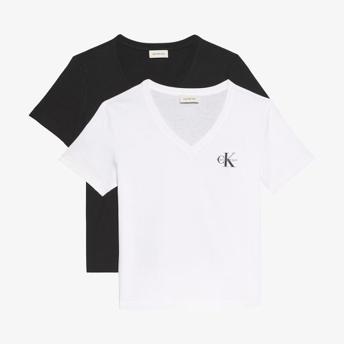 Calvin Klein 2 Pack Short Sleeve V-Neck Logo T-Shirts