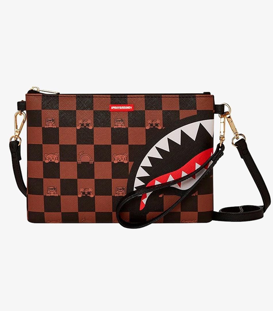 Sprayground Peeking Character Check Crossover Clutch