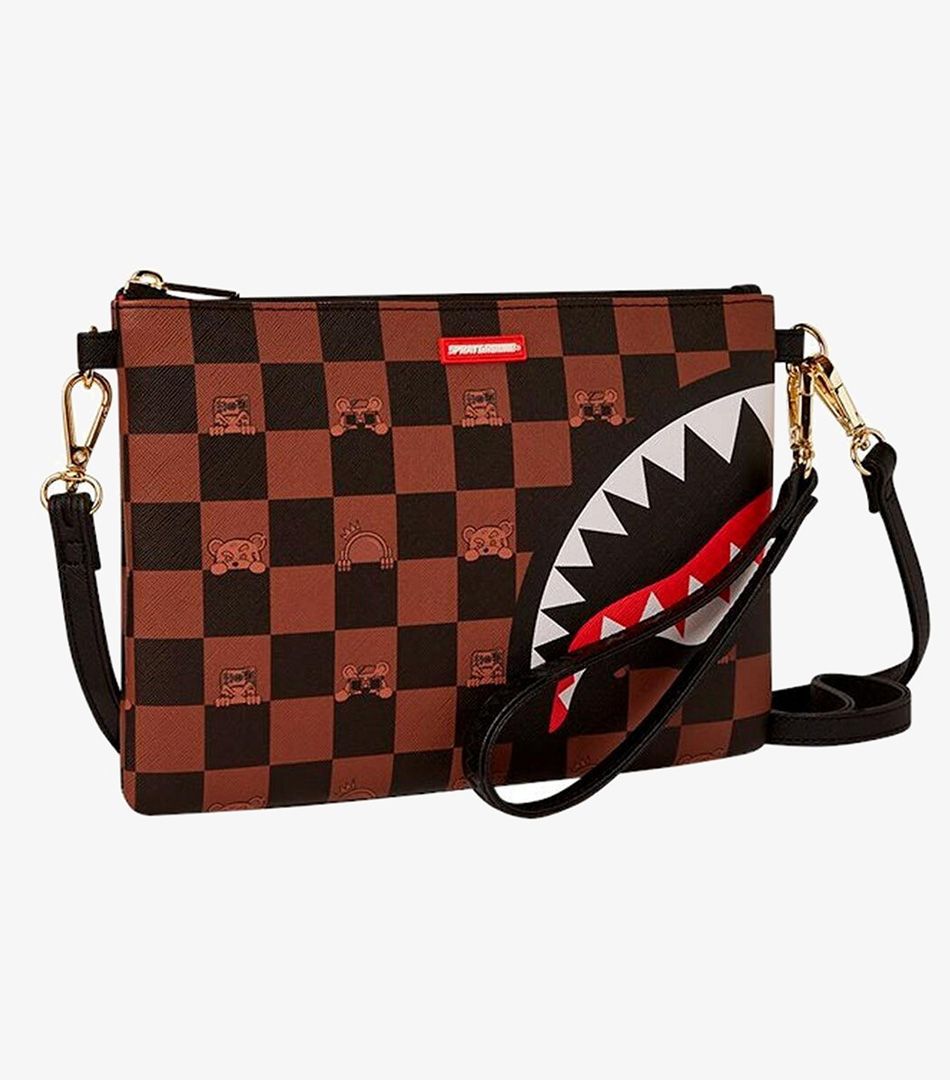 Sprayground Peeking Character Check Crossover Clutch