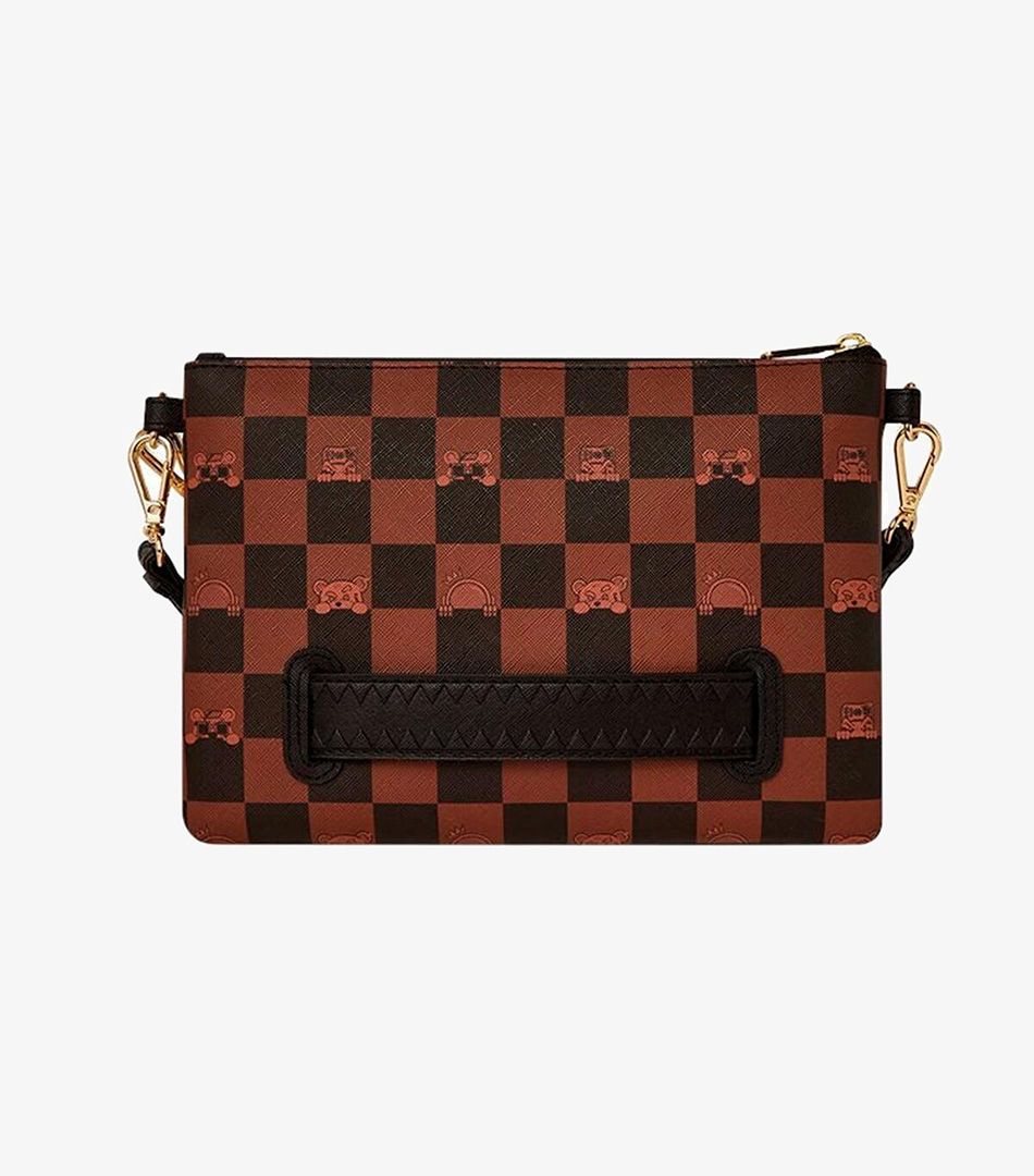 Sprayground Peeking Character Check Crossover Clutch