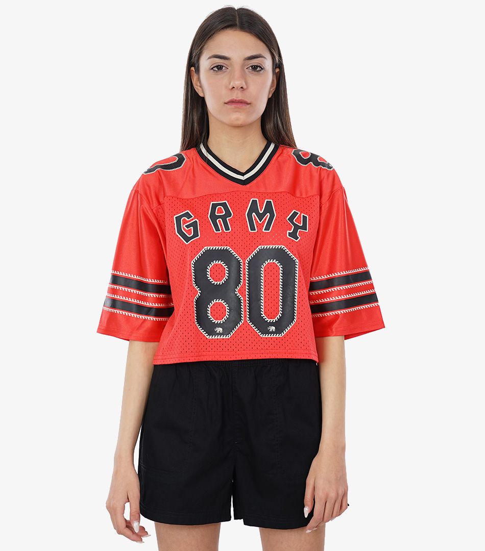 Grimey The Clout Mesh Crop Girl Football Jersey Casual