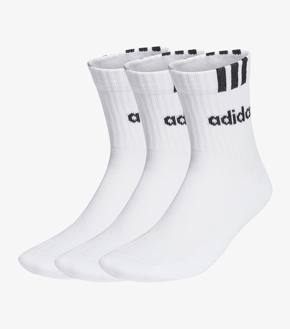 Adidas 3-Stripes Linear Half-Crew Cushioned Socks  3 Pack