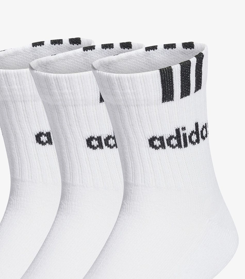 Adidas 3-Stripes Linear Half-Crew Cushioned Socks  3 Pack