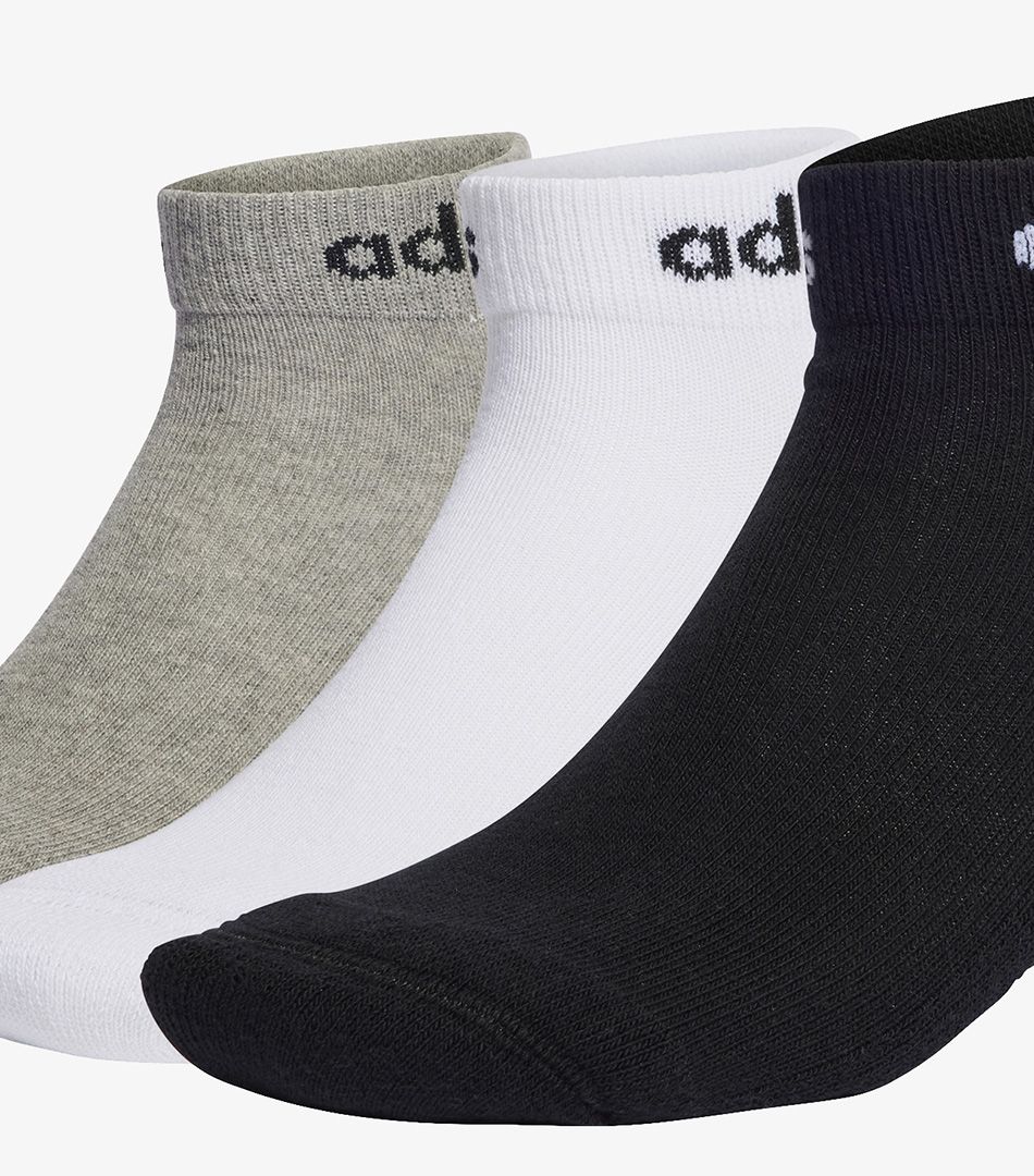 Adidas Linear Ankle Socks Cushioned Socks 3 Pairs