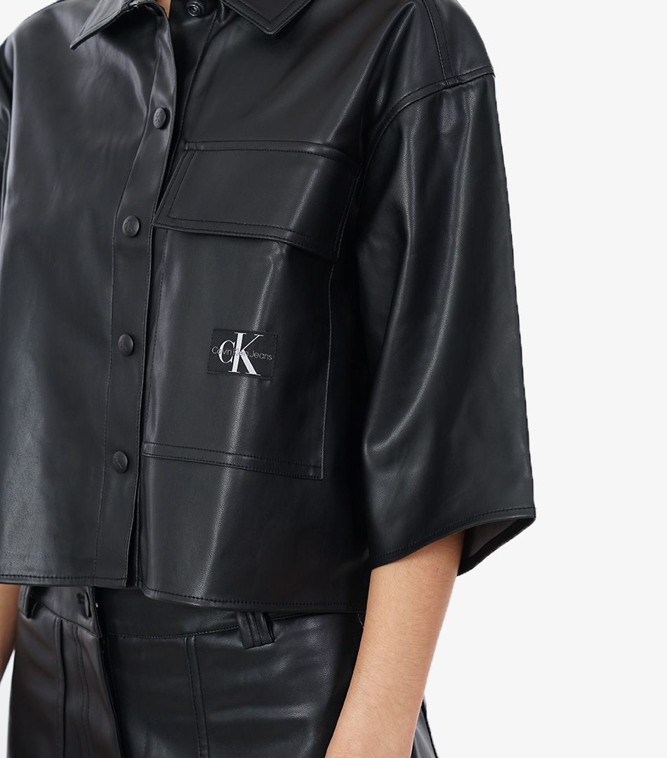 Calvin Klein Boxy Faux Leather Shirt