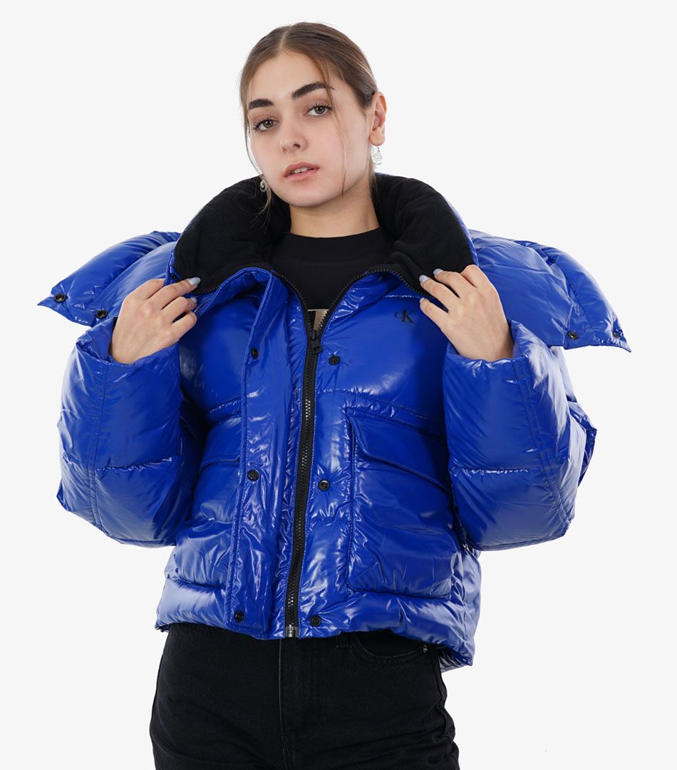 Calvin Klein Cropped High Shine Puffer Jacket