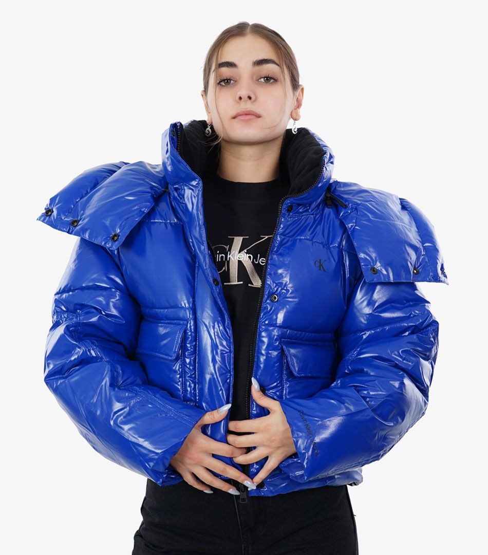 Calvin Klein Cropped High Shine Puffer Jacket