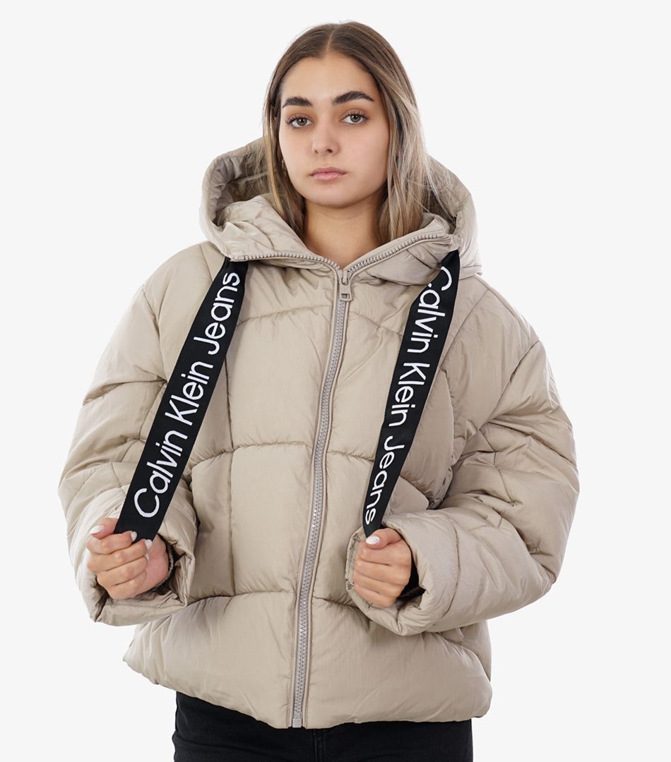 Calvin Klein Logo Drawstring Short Puffer