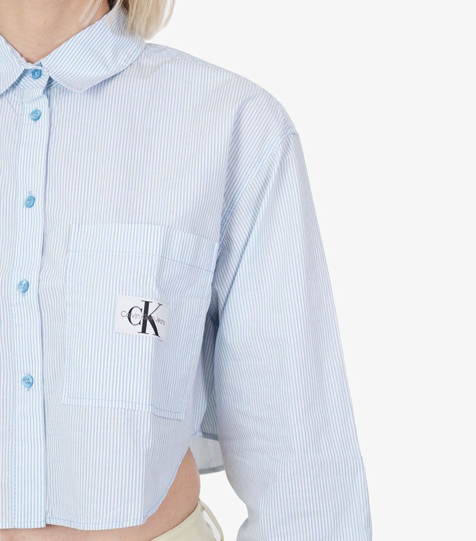 Calvin Klein Woven Label Cropped Long Sleeved Shirt