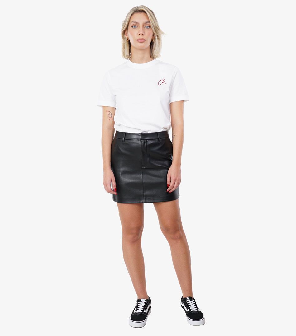 Calvin Klein Faux Leather A-Line Skirt