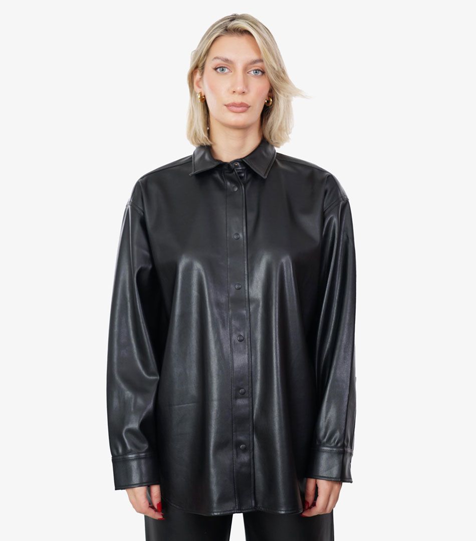 Calvin Klein Faux Leather Ls Overshirt