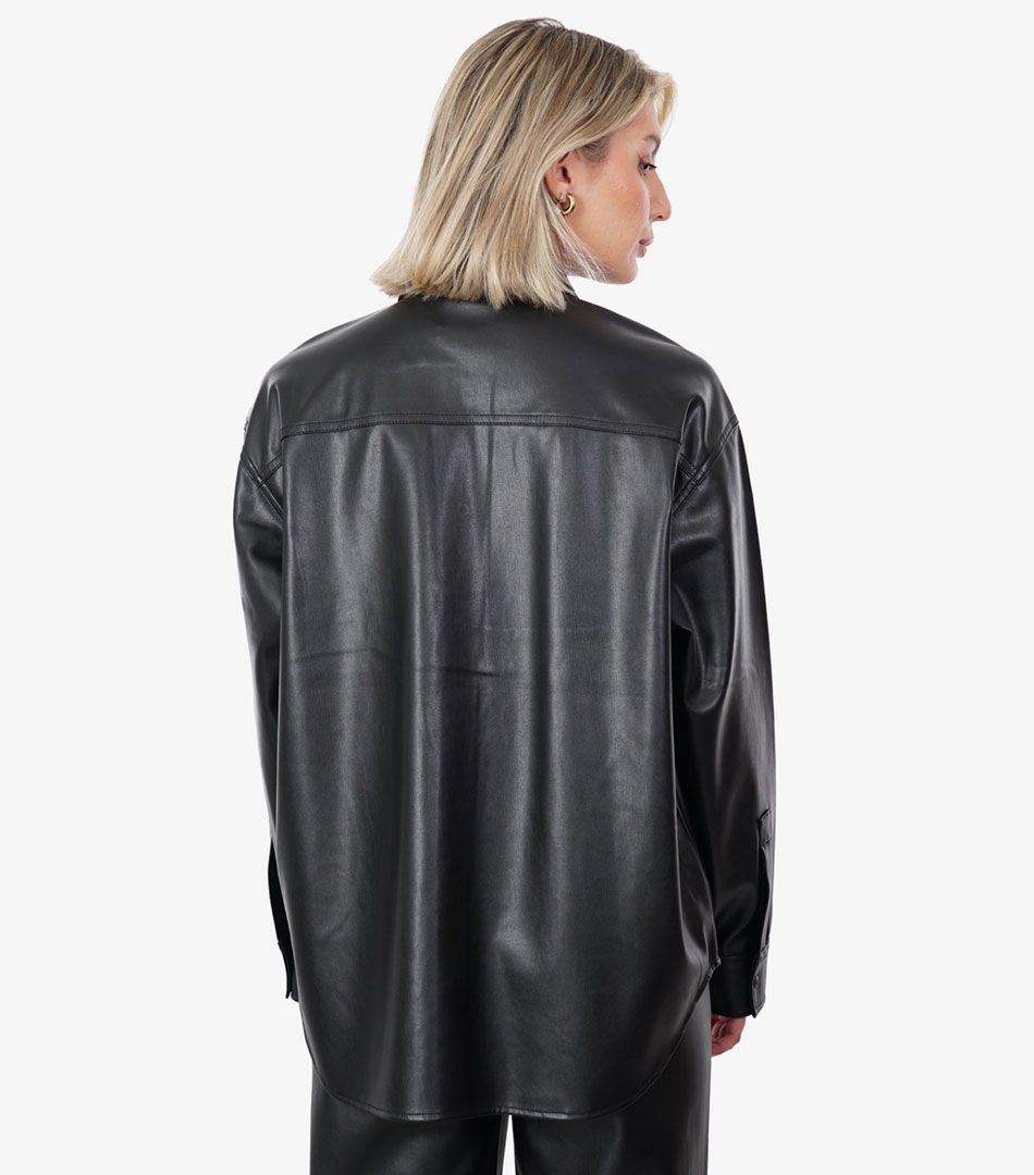 Calvin Klein Faux Leather Ls Overshirt
