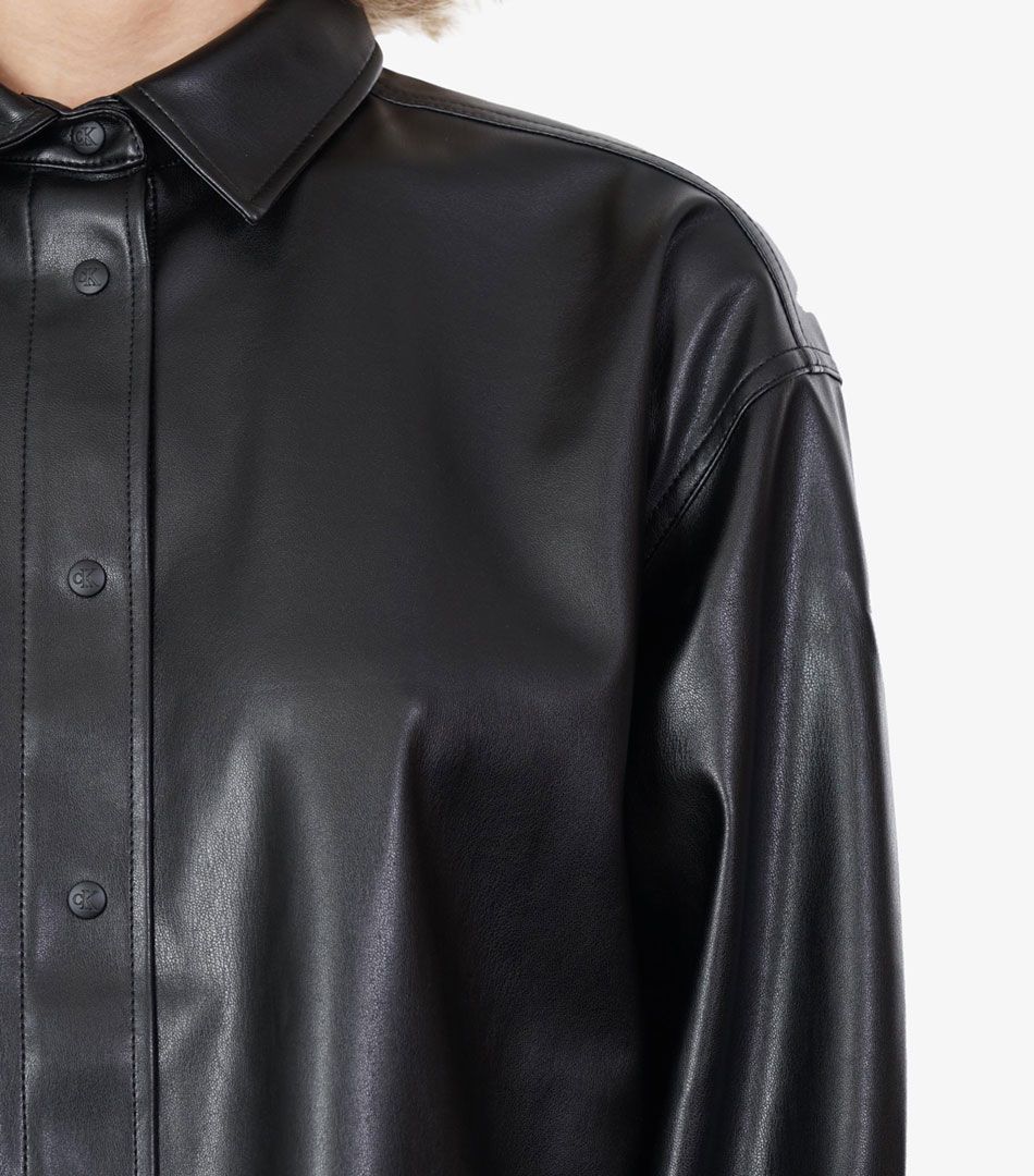 Calvin Klein Faux Leather Ls Overshirt