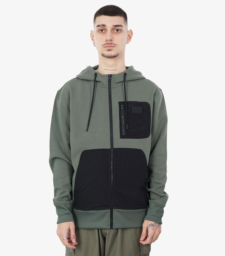 Calvin Klein Mix Media Zip Through Hoodie