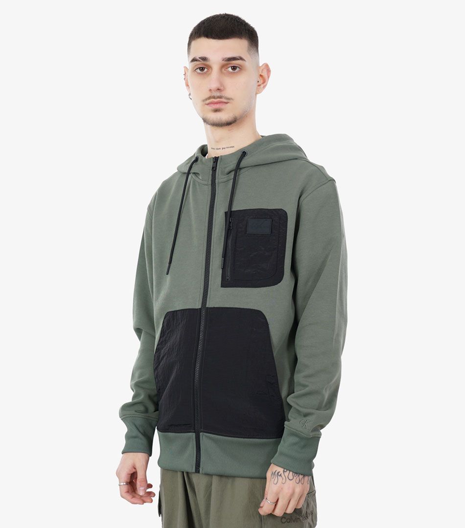 Calvin Klein Mix Media Zip Through Hoodie