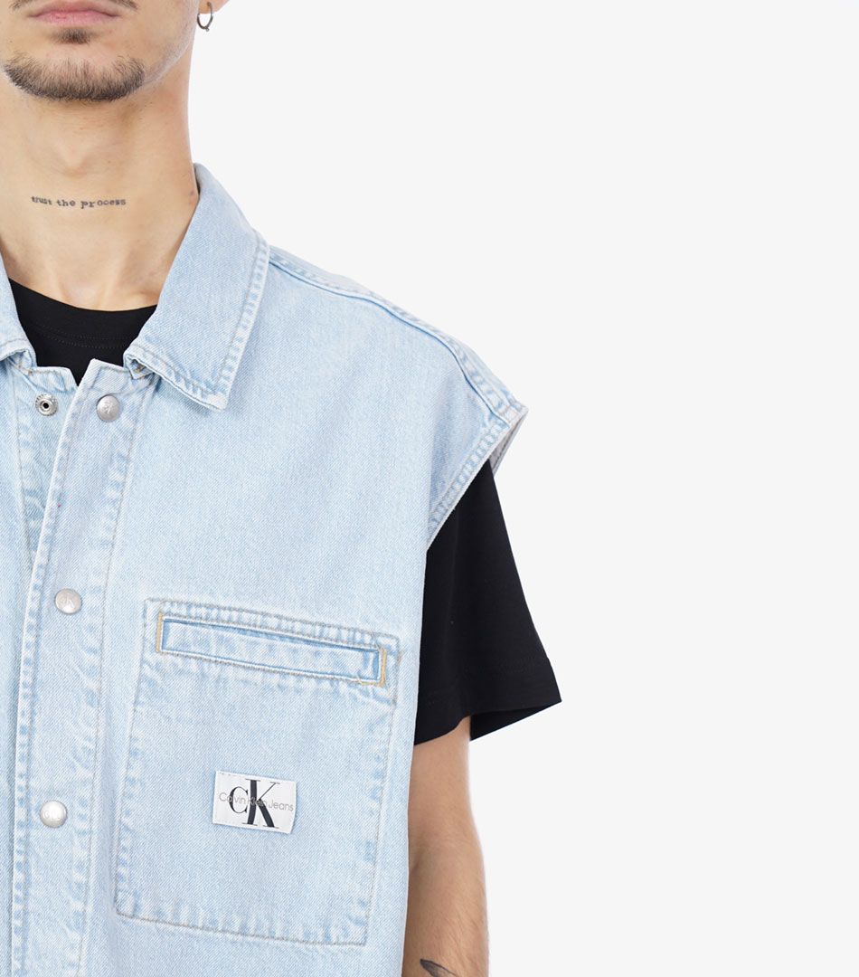 Calvin Klein Sleeveless Denim Shirt