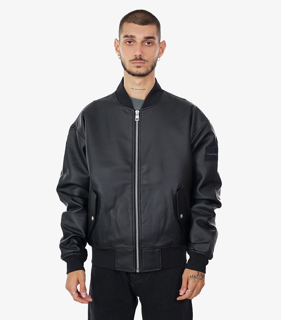 Calvin Klein Faux Leather Bomber Jacket