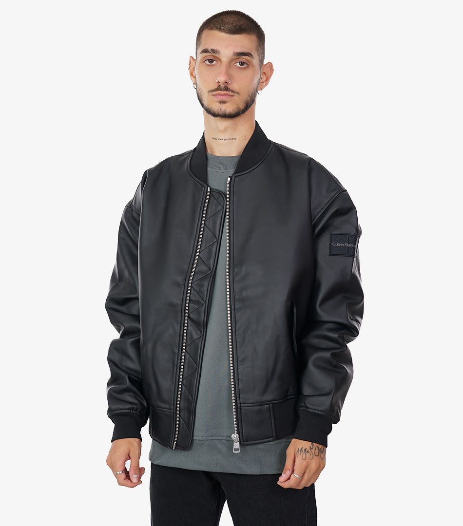 Calvin Klein Faux Leather Bomber Jacket