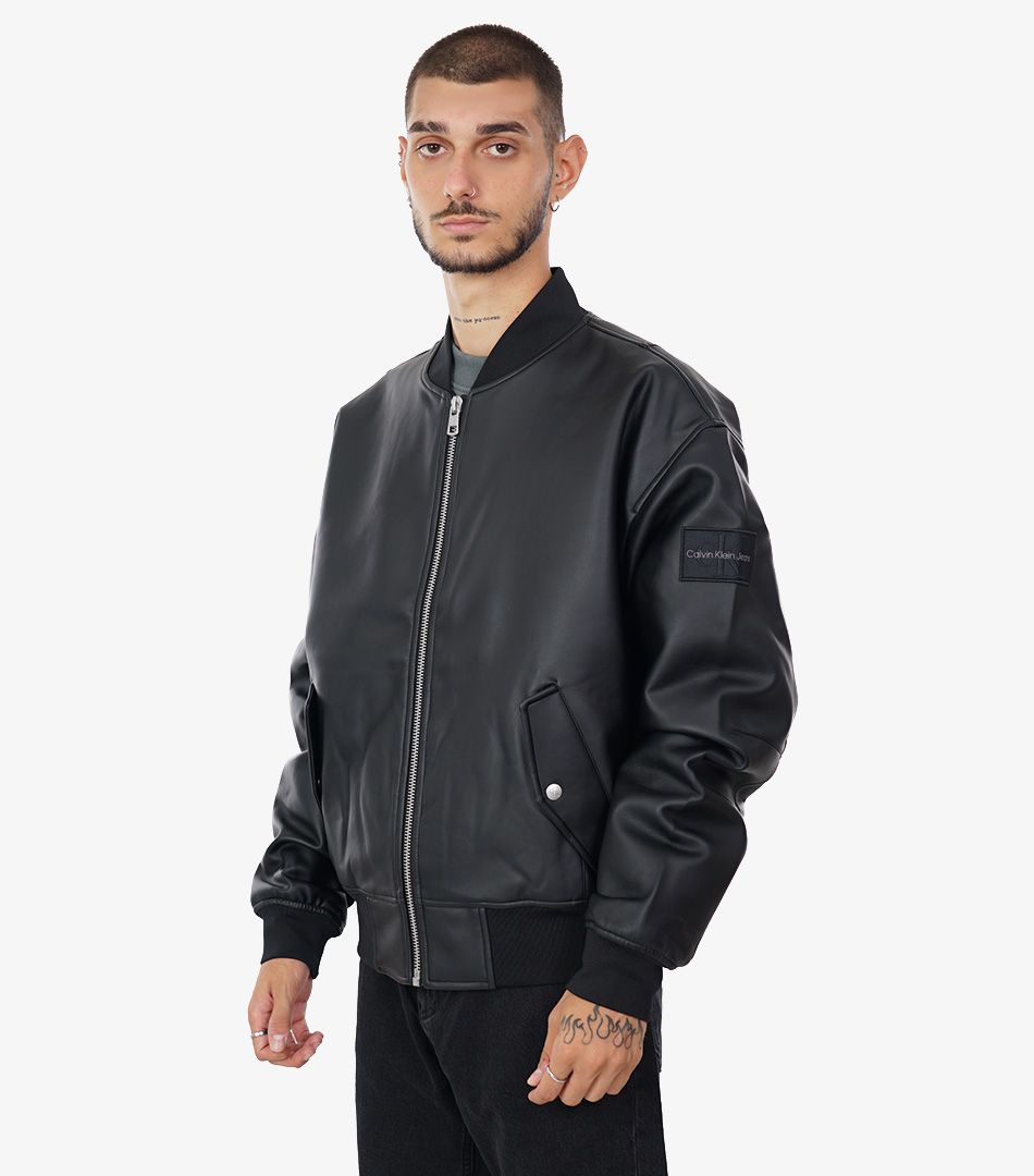 Calvin Klein Faux Leather Bomber Jacket