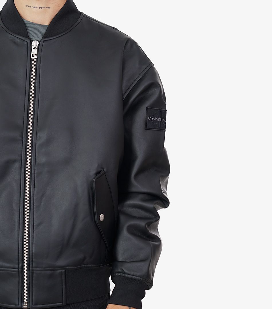 Calvin Klein Faux Leather Bomber Jacket