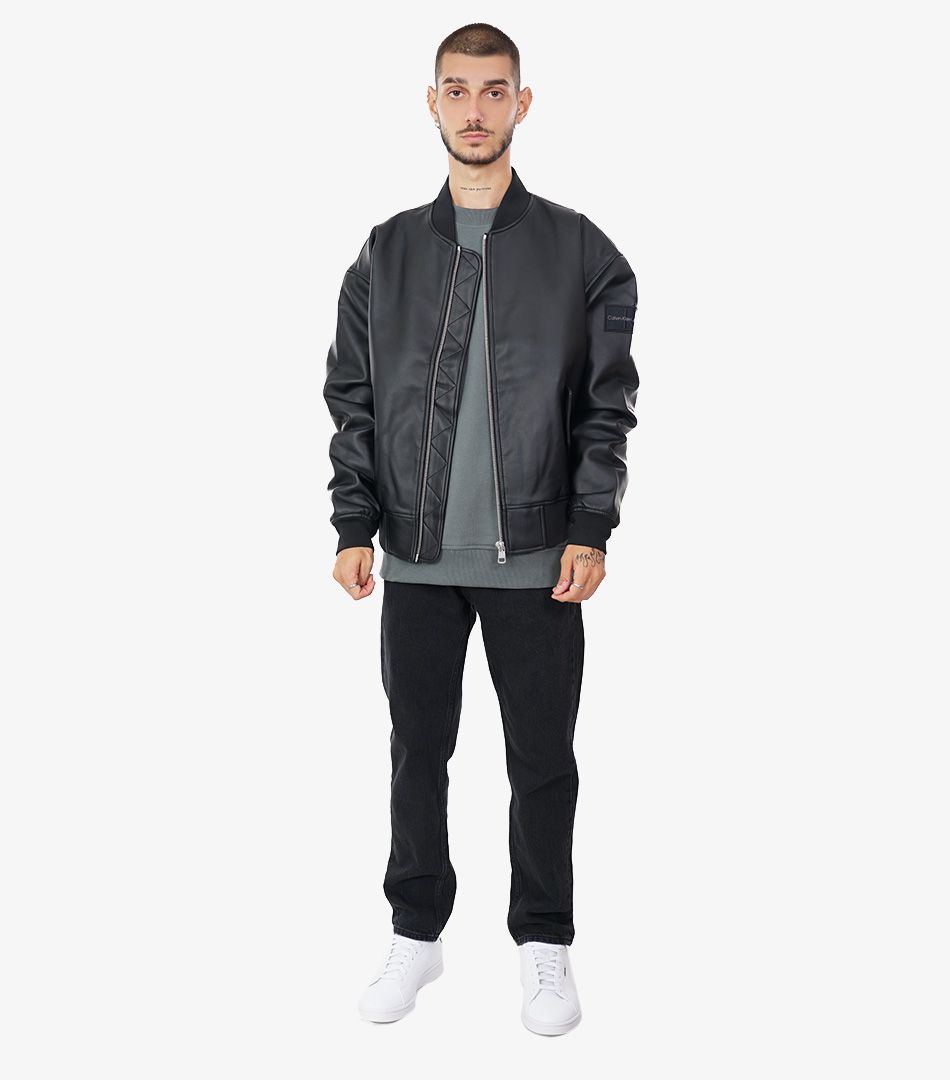 Calvin Klein Faux Leather Bomber Jacket