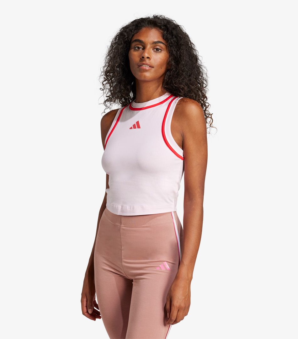 Adidas Essentials Color-Pop Cotton Crop Tank Top